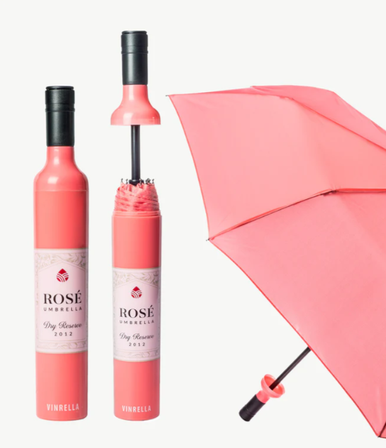 Rose Labeled Wine Bottle Umbrella