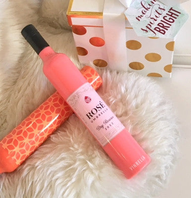 Rose Labeled Wine Bottle Umbrella
