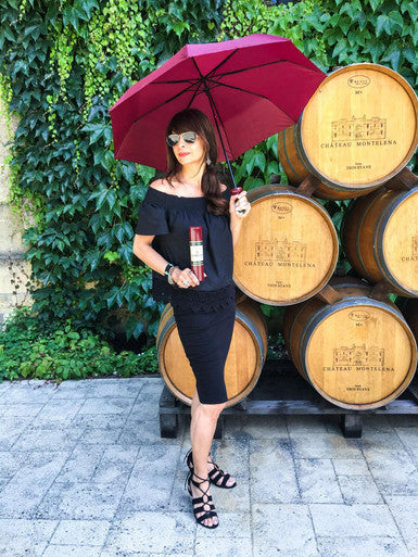 Vinrella Burgundy Labeled Bottle Umbrella