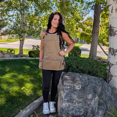 Full-Length Garden Apron - Durable Waxed Canvas with Ample Storage