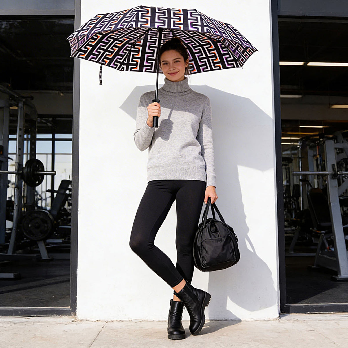 Geometric Black Bottle Umbrella