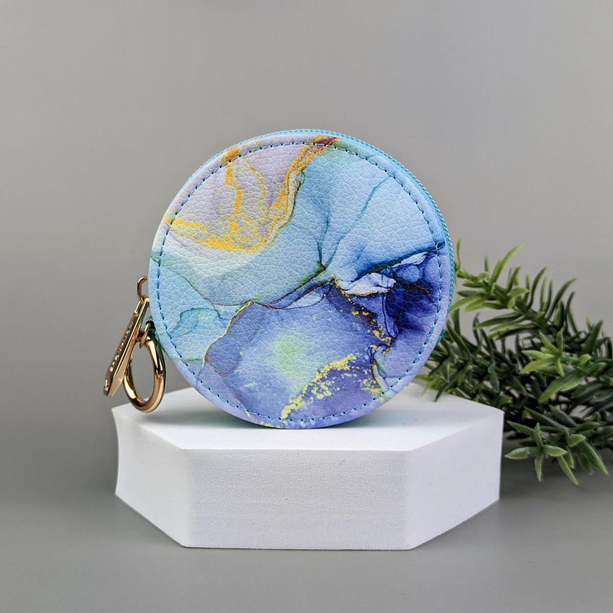 Blue Marble Round Zipper Case