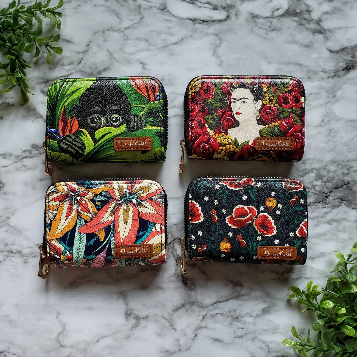 Frida Kahlo Monkey RFID Zipper Wallet