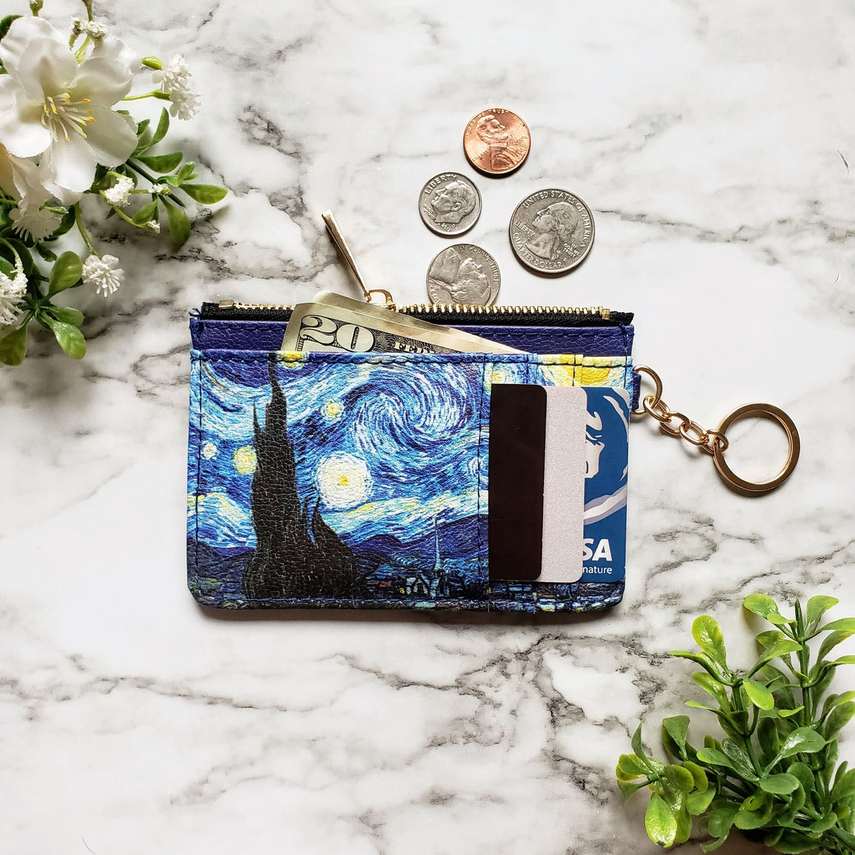 Van Gogh Starry Night Keychain Wallet