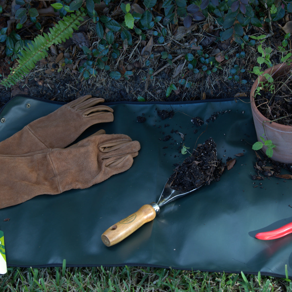 The Ultimate Gardener's Potting Mat Green Floral lifestyle