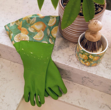 True Blues Deluxe Gauntlet Dishwashing Gloves Lemon Love
