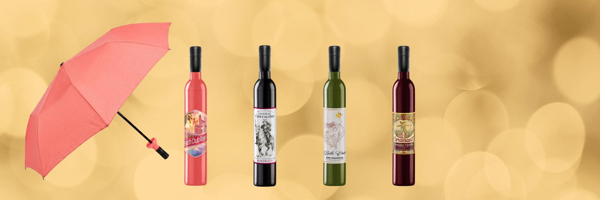 Vinrella wine label umbrella bottles