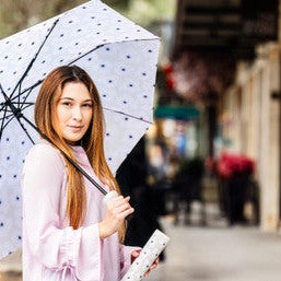 Nikki on Grey Umbrella in a Bottle